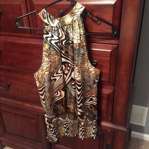 Metallic gold halter dress blouse